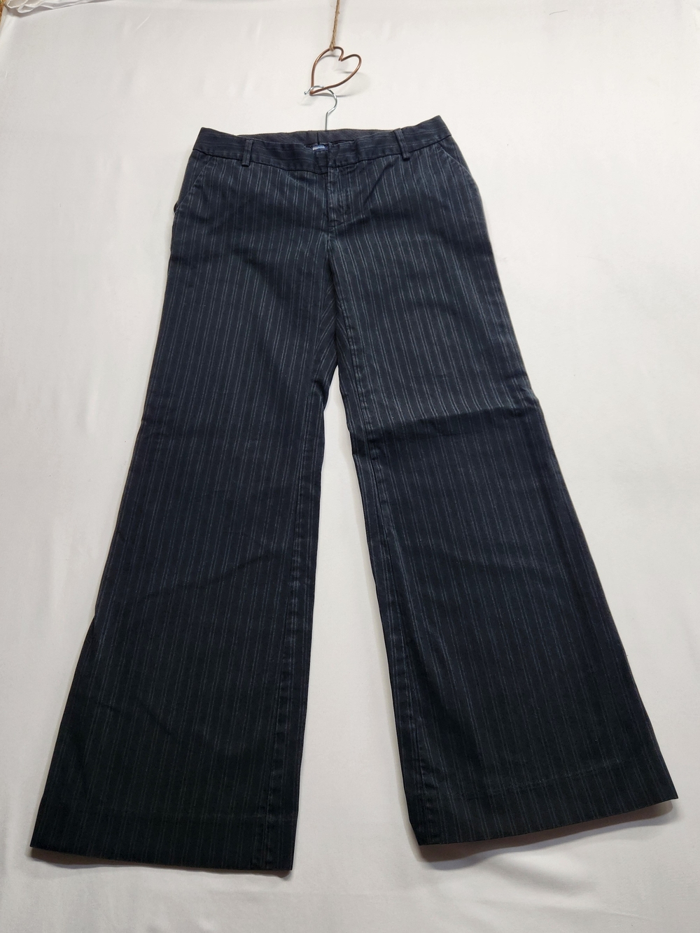 ⭐️Vintage Gap Stretch Wide Leg Trousers 4 R Black Pinstripe Y2K Fall Business